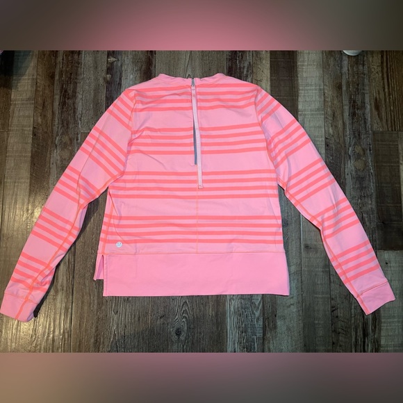 Lululemon Run: Warm Up Crew Ocean Stripe Bleached Coral / Pop Orange Size 4 - Picture 7 of 8